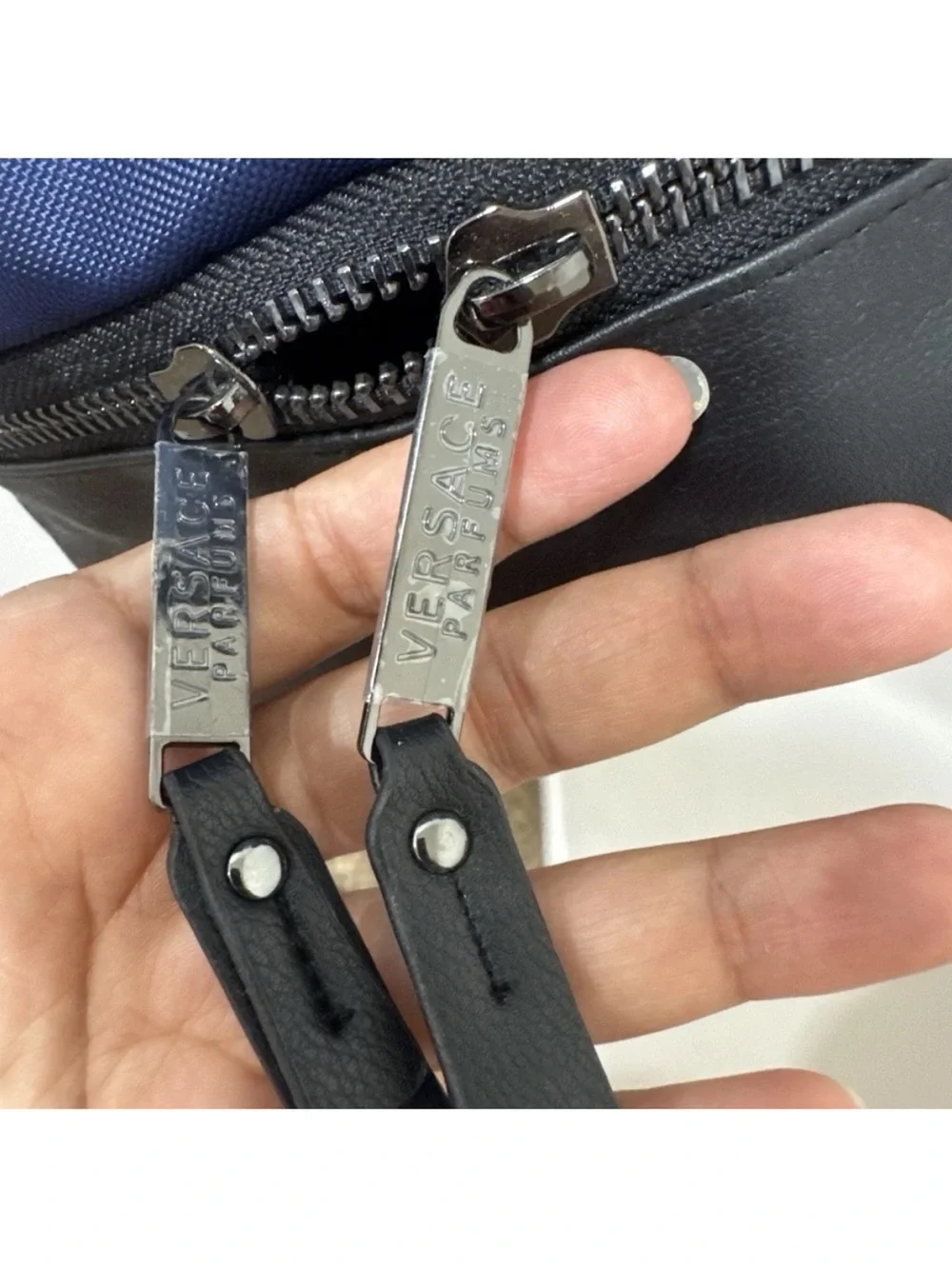 Versace Parfum Navy and Black Drawstring Sling Backpack very clean unisex